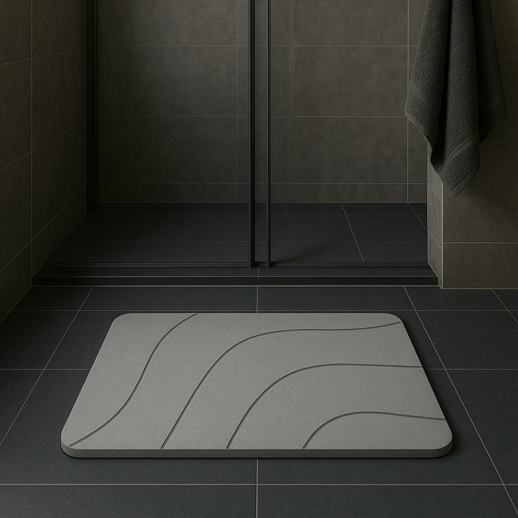 Curved Lign Diatomite Bath Mat
